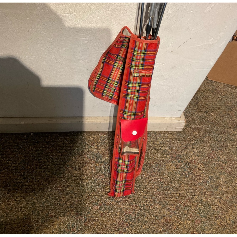 Mcm  era vintage toy golf club set plaid bag
